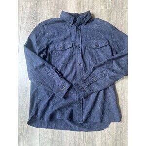 Men's BANANA REPUBLIC Blue Organic Cotton Untucked Standard Fit Chamois Shirt L